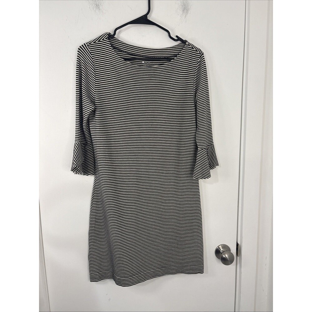 Tree Dots black-beige striped 3/4‎ sleeve stretch jersey dress, Size S